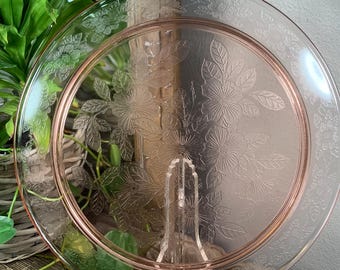 MacBeth-Evans DOGWOOD PINK 13” Round Cake Plate - Heavy Solid Foot - Made in America - Vintage 1930s Depression Glass