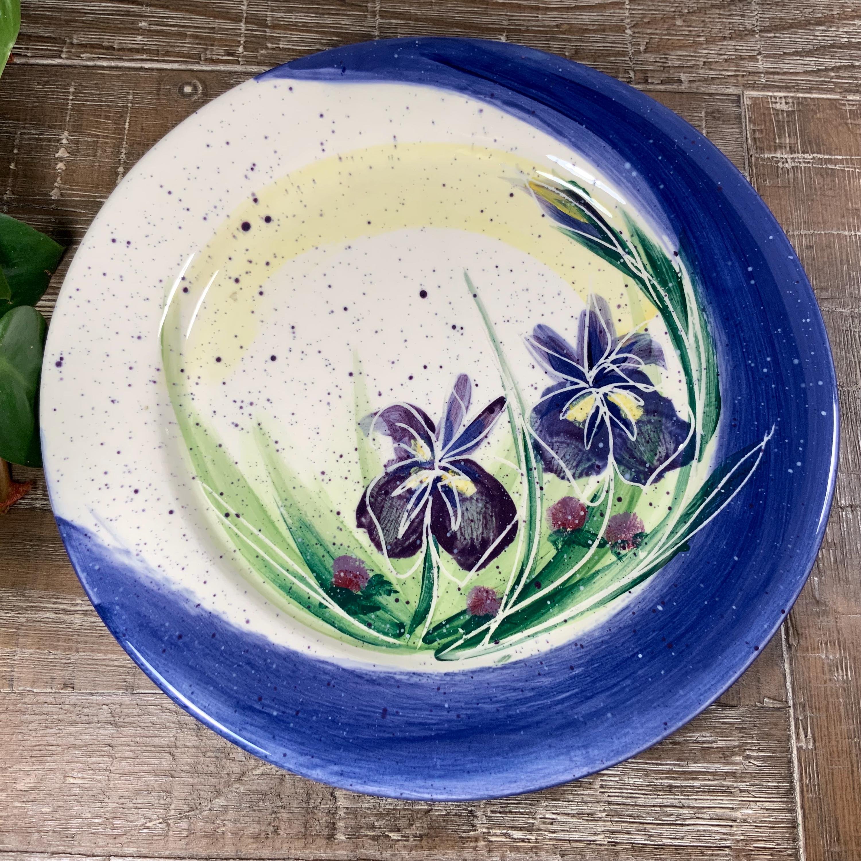 Two (2) IRIS BACKSPLASH White Salmon, Wa. Dinner Plates - Artist