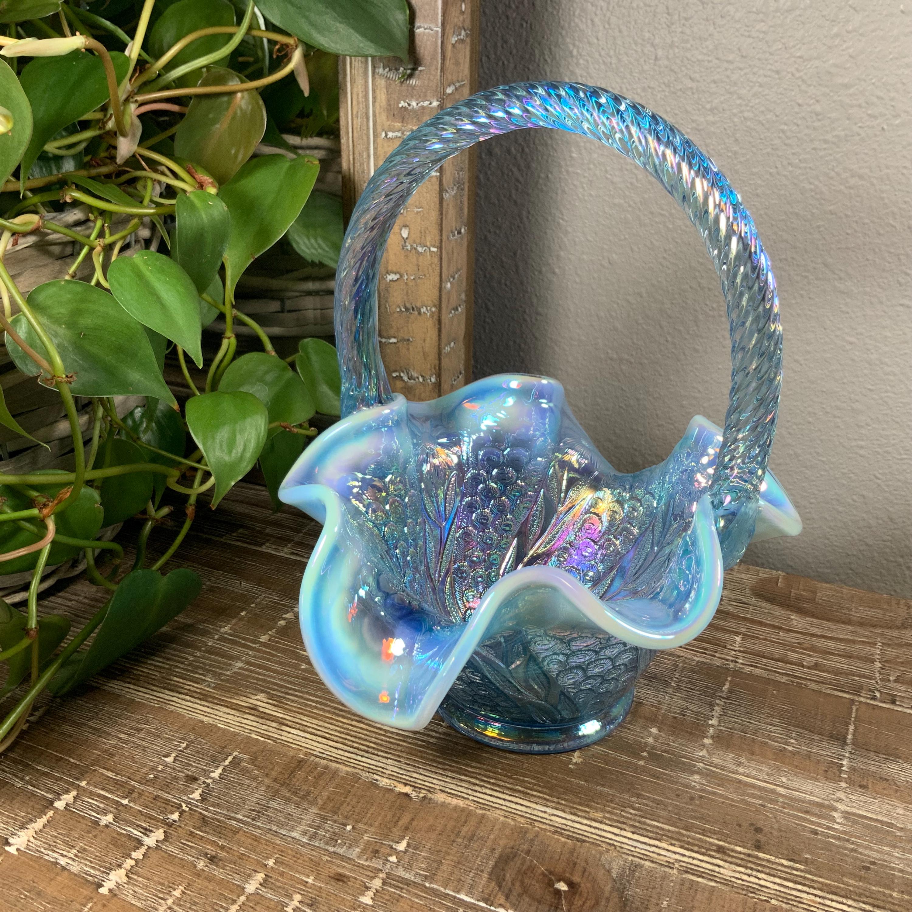 Fenton Blue Basket - Etsy