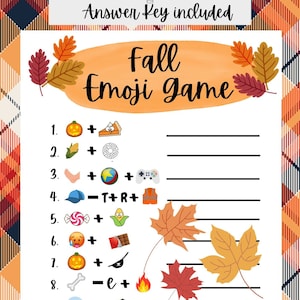 Fall Emoji Game Printable|Fall Emoji Pictionary Quiz|Family Activity|Thanksgiving