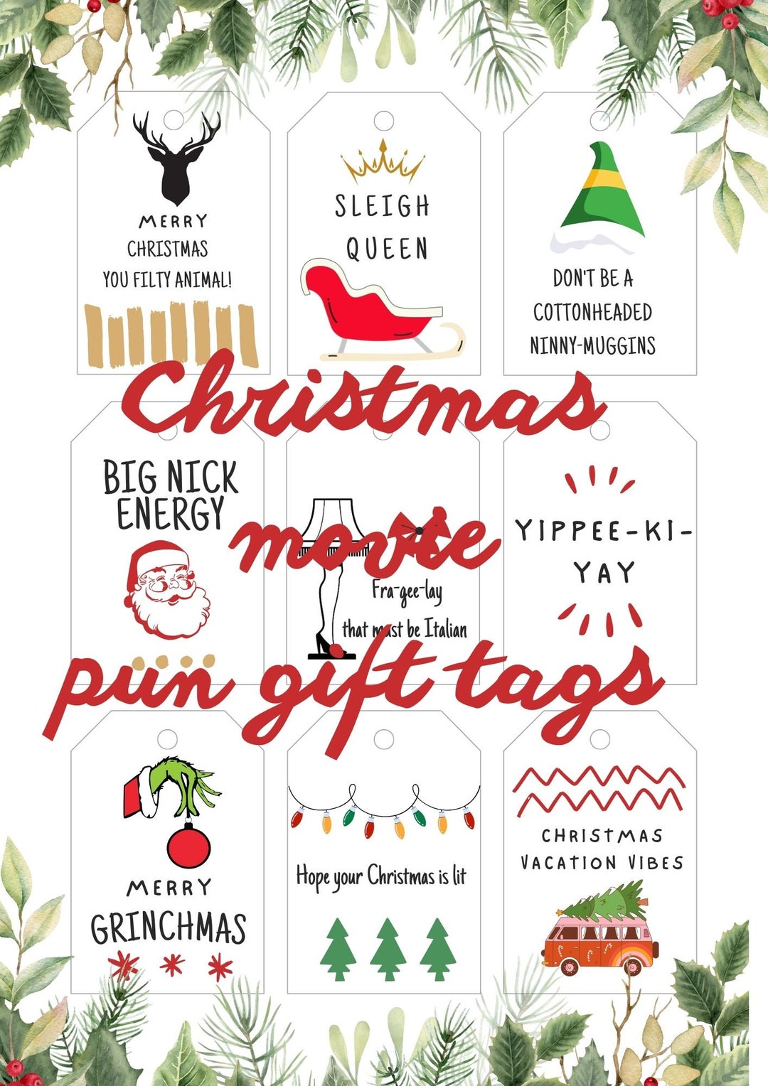 Christmas Movie/funny Pun Christmas Gift Tag Printable - Etsy