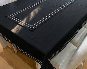 Rustik broderad linneduk – bohemisk lantlig stil, anpassad storlek