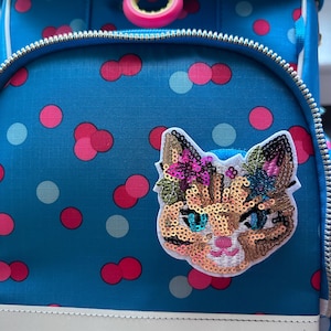Contour Klettie Velcro Patch I Sparkling Cat Sequins I School Bag Backpack Kindergarten Back to School School Child