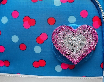 Contour Kletti Velcro Patch | Glittering Rhinestone Heart | School Bag Backpack Kindergarten | First Day of School Schoolchild Enrollment