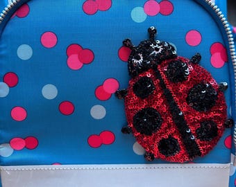Contour Kletti Velcro Patch | Cute glittery ladybug sequins | School bag backpack kindergarten first day of school schoolchild