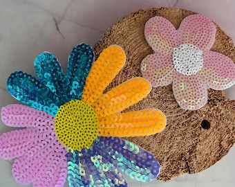 Contour Kletti Velcro Patch Set | Colorful Glittering Flower Sequin Set | School Bag Backpack | First Day of School
