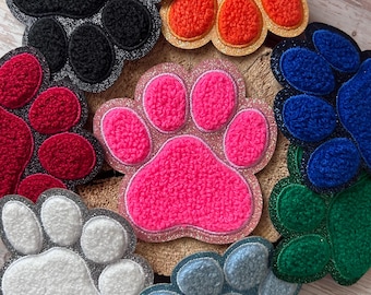 Contour Kletti Velcro Patch | Glittering Paw Dog Cat Solid Color Bouclé | School Bag Backpack Kindergarten First Day of School Schoolchild