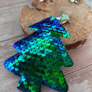 Contour Klettie Velcro Patch I Sparkling 3D Christmas Tree Sequins I School Bag Backpack Kindergarten Back to School School Child