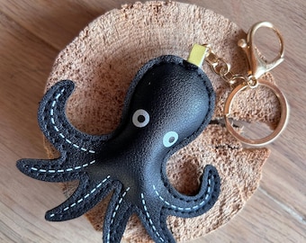 Octopus keychain made of faux leather | Keyring for school bag, backpack, or bag | Back to school