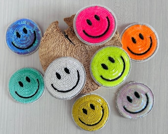 Kletti Velcro Patch | Cheerful glittery smiley sequins | School bag backpack back to school schoolchild
