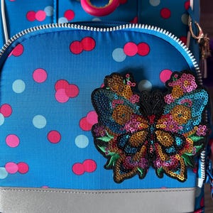 Contour Klettie Velcro Patch I Colorful Glittering Butterfly Sequins I School Bag Kindergarten Backpack School Enrollment