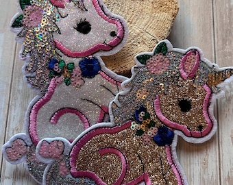 Contour Kletti Velcro Patch | Sparkling Unicorn Sequins | School Bag Backpack | First Day of School | Schoolchild | Start of School