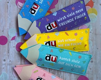 Finally a schoolchild! Motivation | Felt pencil/pencil in pastel colors | Felt gift bag | School cone filler | First day of school