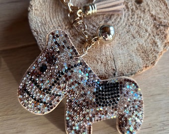 Glittering horse keychain with rhinestones | School bag/backpack keychain | First day of school