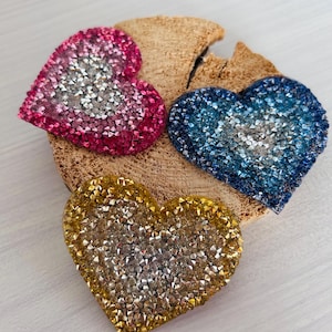 Contour Klettie Velcro Patch I Glittering Rhinestone Heart I School Bag Backpack Kindergarten Back to School School Child