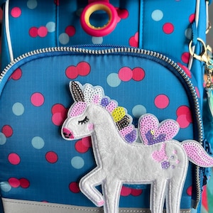 Contour Klettie Velcro Patch I Magical Unicorn Plush Sequins I School Bag Kindergarten Backpack School Enrollment Schoolchild