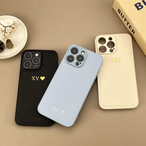 Personalized Leather iPhone Case 16 Pro Max 15 14 13 12 11 Custom Name Initials Monogram Cover Gift for Him Her Engraved Phone Case