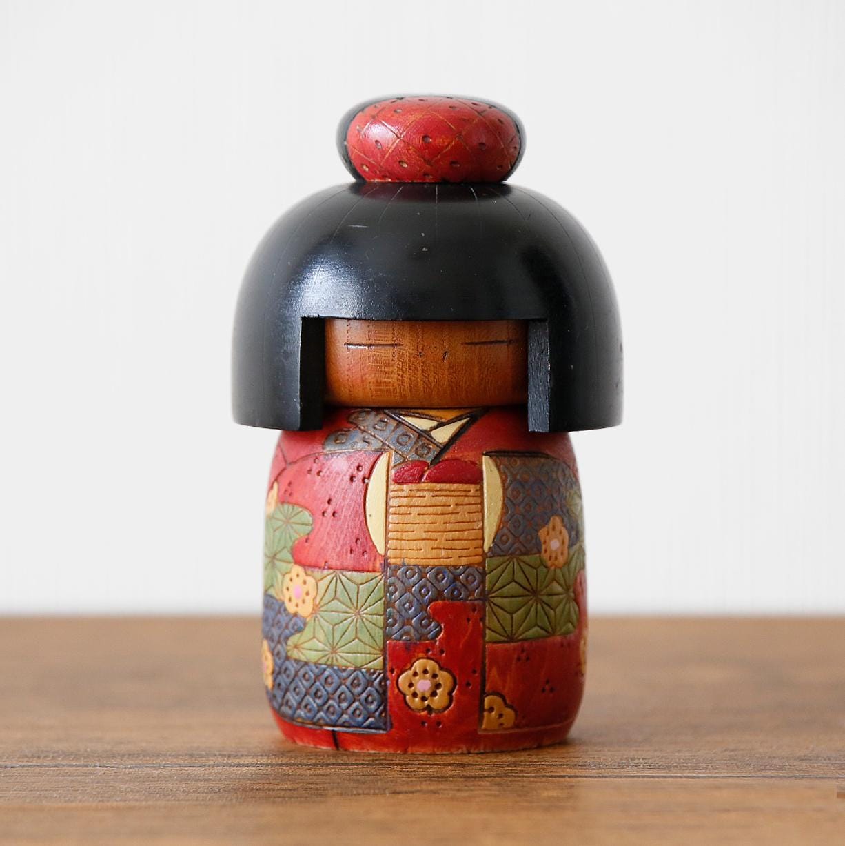 Lot De 6 Mini Pics à Cocktail Geisha KOKESHI – Vintage Japon, Bois Peint à La Main