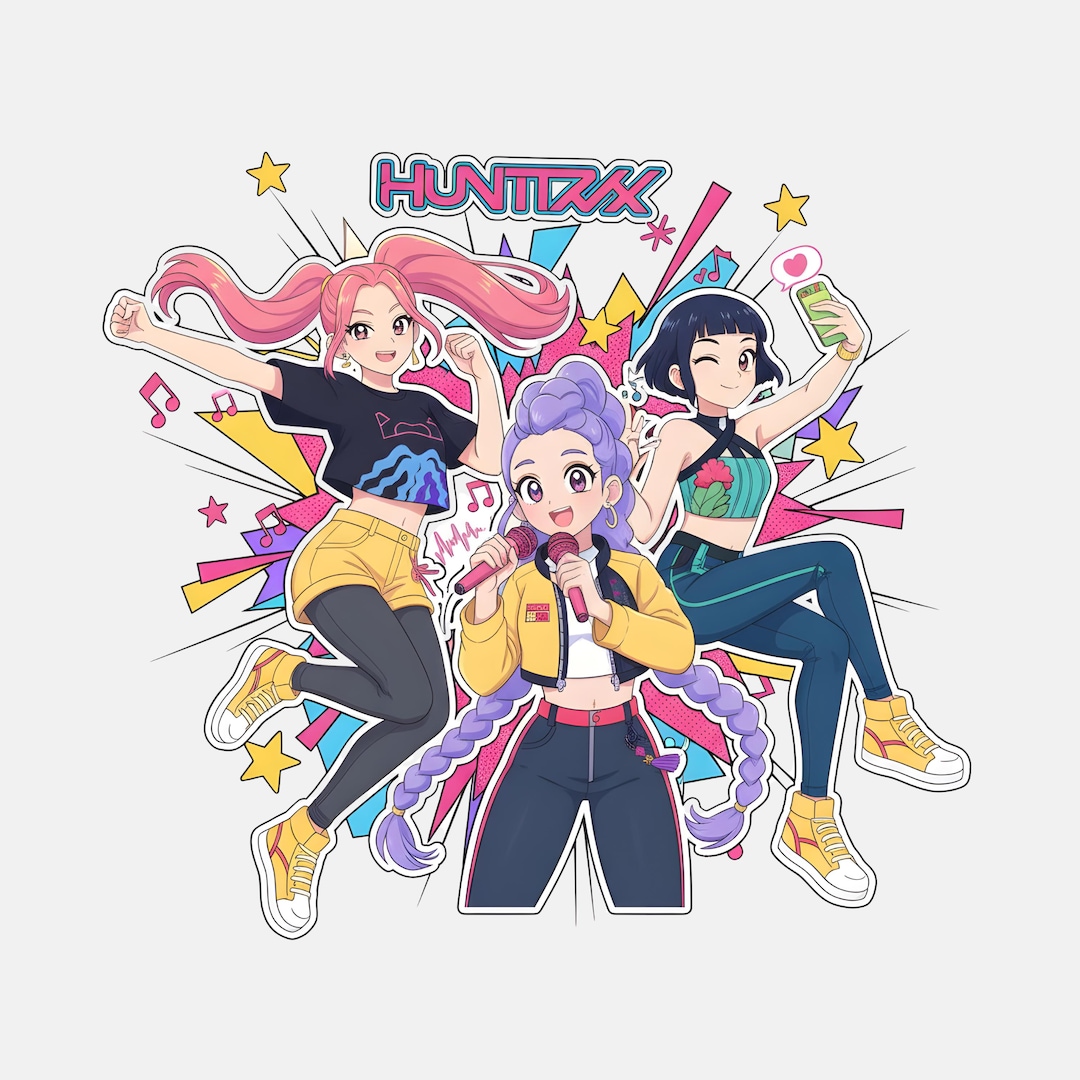 Huntrix Kpop Demon Hunters SVG PNG for T-shirt, Pop Art Mira Rumi Zoey ...