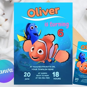 Editable Finding Nemo Birthday Invitation, Finding Dory Birthday Printable Invitation, Nemo Birthday Invite, Boy or Girl Birthday Invite