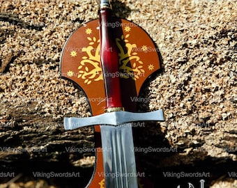 Handmade Carbon Steel Medieval Long Sword with Scabbard