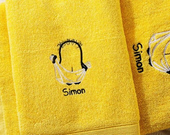 Personalized Minion Towel and Bath Towel, Custom Name Minion Towel, Despicable Me, Gift for Minions Lover, Children's Character Bath Towels