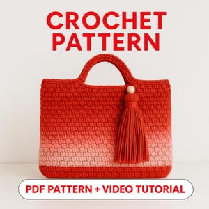 Crochet Tote Bag Pattern: PDF and  Video Tutorial
