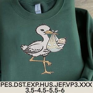 Baby Stork Sketch Stitch Machine Embroidery:  Light Fill Quick Stitch, PES dst exp
