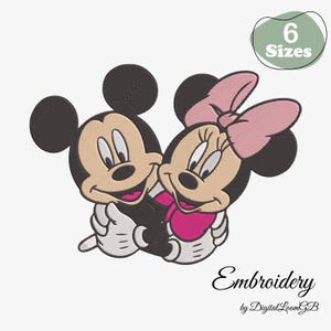 Mickey & Minnie Mouse Hug Embroidery Design: 6 Sizes (Digital Download)