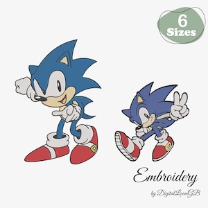 Sonic Bundle Machine Embroidery Design, 6 Sizes, Instant Download