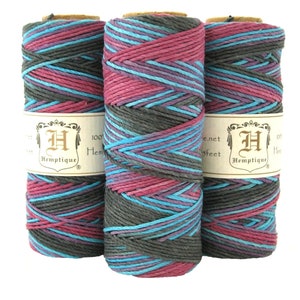 Hemp Twine, Purple Blue Multicolored BlacknBlueberry High Quality 1mm Hemp Cord C image 1