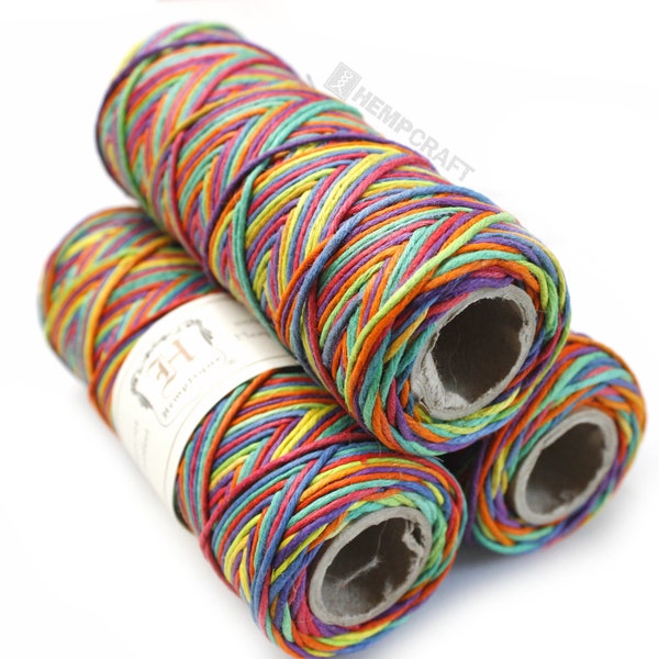 Rainbow Hemp Twine - Multicolor 1mm High Quality Colored Hemp Craft Cord - (B)