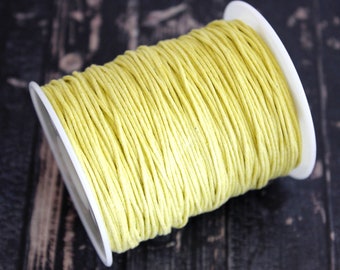 Pale Yellow Waxed Cotton Jewelry Cord - 1mm Thick - Full Spool (100yds) for Jewelry Making, Macrame, Kumihimo, and More!