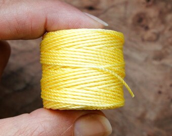 5 Yards YELLOW SUN Nylon Silk Chinese Knot Shamballa Macrame Knotting Beading String Thread Cording 0.8 mm 0.8mm Braided NYLON Cord