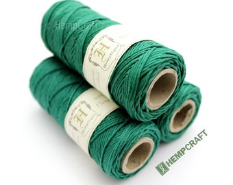 Hemp Twine, Green - High Quality 1mm Shamrock Green Colored Hemp Craft Cord - (#7)