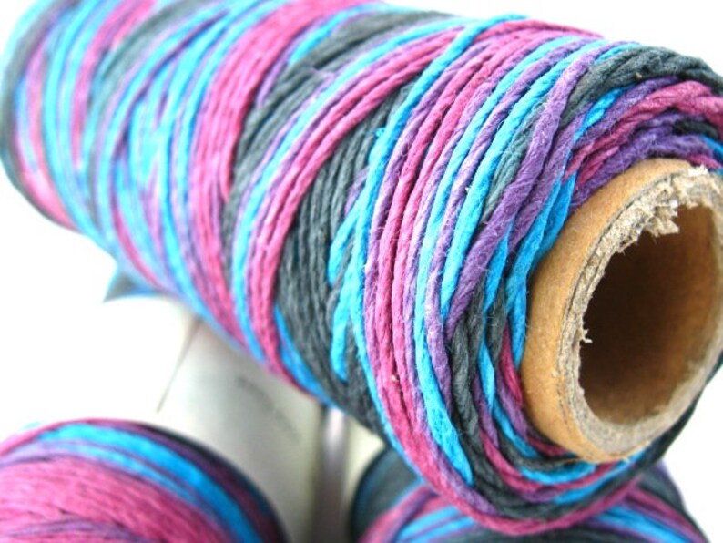 Hemp Twine, Purple Blue Multicolored BlacknBlueberry High Quality 1mm Hemp Cord C image 2