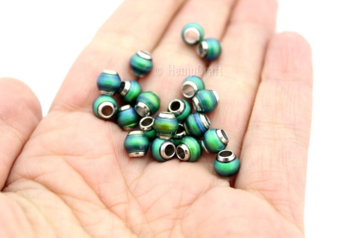 6mm Mood Beads 4pc Metal Lined Mood Beads Color Changing | Etsy