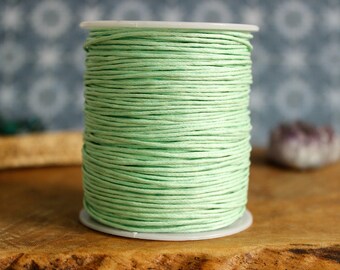 Mint Green Waxed Cotton Jewelry Cord - 1mm Thick - Full Spool (100yds) for Jewelry Making, Macrame, Kumihimo, and More!