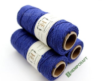 Hemp Twine, Medium Blue 1mm Colored Hemp Craft Cord - (#18)