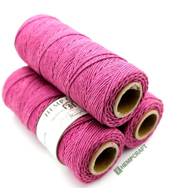 Hemp Twine, Pink - Dark Pink - High Quality 1mm Dyed Craft Cord - (#26)