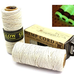 Glow in the Dark Hemp Twine, 1mm 20lb Polished Glow Hemp Craft Cord