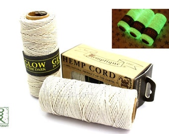 Glow in the Dark Hemp Twine, 1mm 20lb Polished Glow Hemp Craft Cord