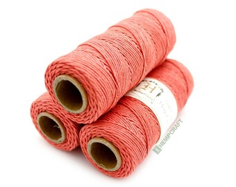 Pink Hemp Twine, Peach Pink 1mm Colored Hemp Craft Cord - (#29)