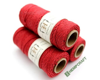 Hemp Twine, Red  -  Red High Quality 1mm Colored Hemp Cord- (#2)