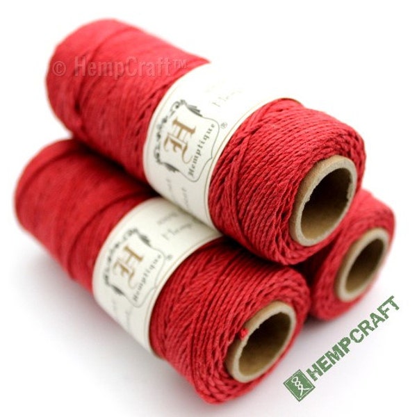 Hemp Twine, Red  -  Red High Quality 1mm Colored Hemp Cord- (#2)