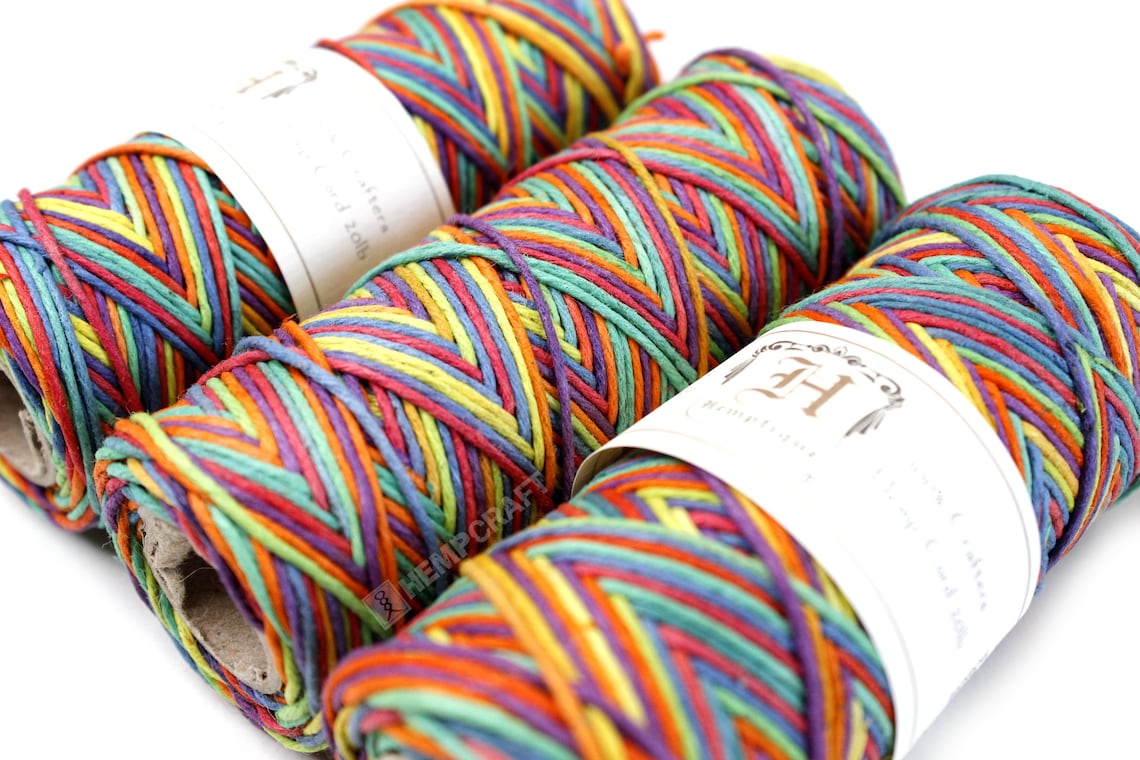 Rainbow Hemp Twine Multicolor 1mm High Quality Colored Hemp Etsy