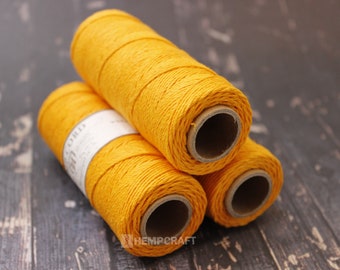 Hemp Twine, Yellow - Gold High Quality 1mm Colored Craft Cord - (#4)