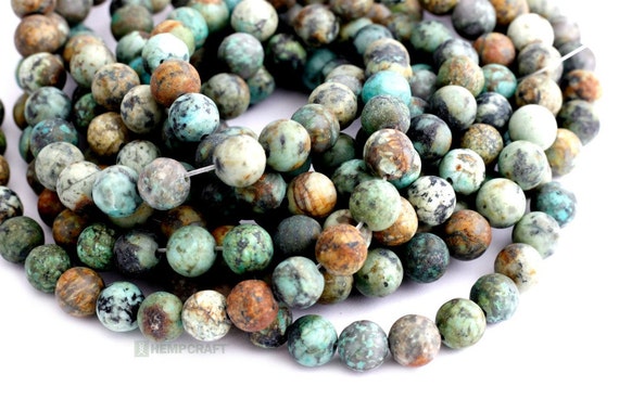 African Turquoise Gemstone Beads Matte 8mm Natural Gemstone | Etsy