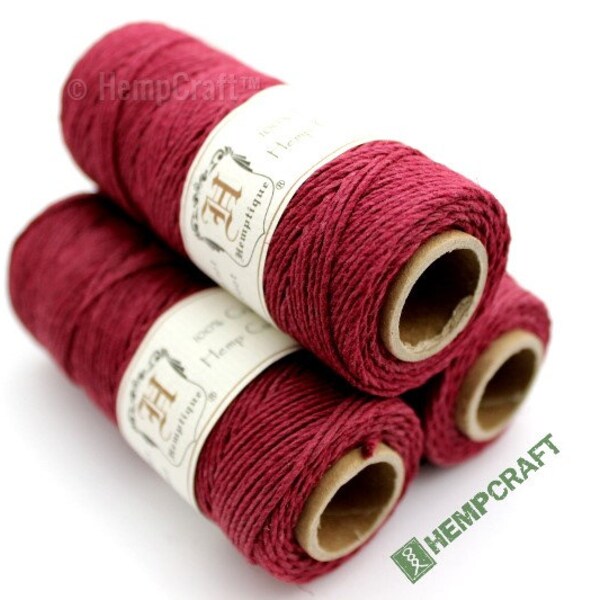 Burgundy 1mm Hemptique™ Brand Hemp Twine - 205ft in Length - 20lb Test - Eco-Friendly, Colorfast, and Biodegradable! - (#1)
