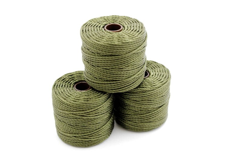 Kumihimo for Micro-Macrame and More Tex 400 S-Lon Nylon Jewelry Cord Olivine Green Beadsmith\u2122 Super-Lon 0.9mm Thick SL400-OLV
